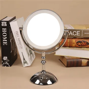 

LED Make up vintage mirror Desk Table Standing Vanity mirror with led light Double sided Rotate magnify espejo de maquillaje
