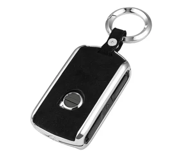 

High Quality Car Galvanzed Alloy Suede Leather Key Holder Case Cover For Volvo XC90 XC60 S90 V90 XC40 2017 2018 Fob Smart Key