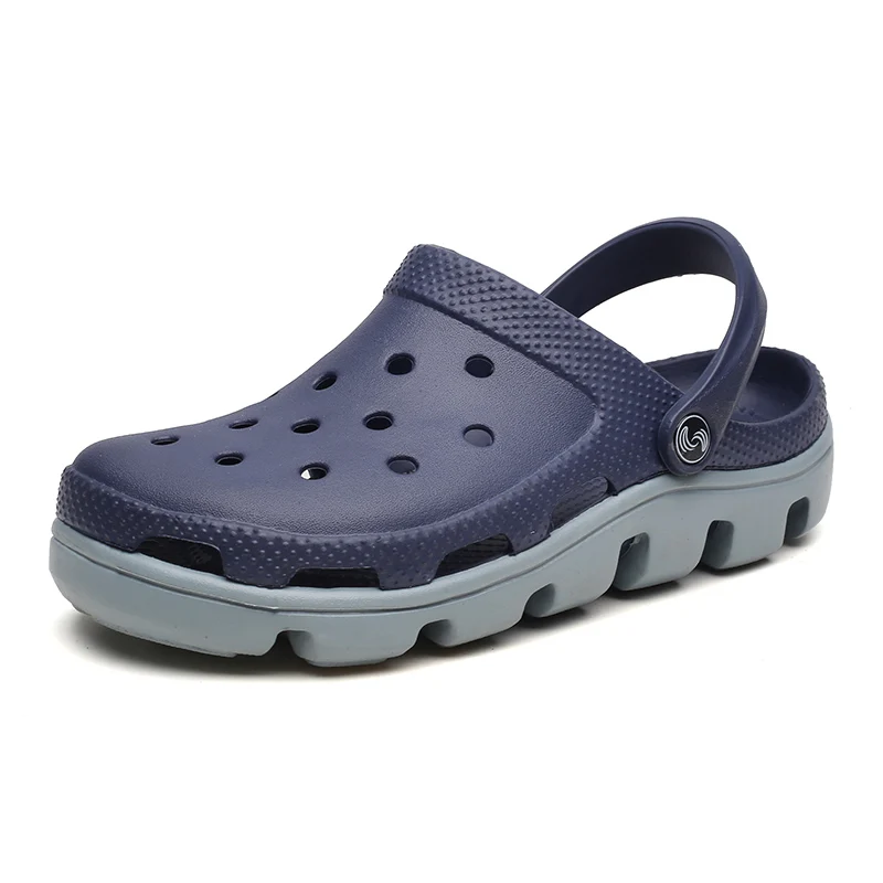 UNN/Мужская Летняя обувь из сетчатого материала; мужские сандалии для прогулок без застежек; дышащая легкая Мужская Уличная обувь с отверстиями; Размеры 35-47 - Цвет: DarkBlue