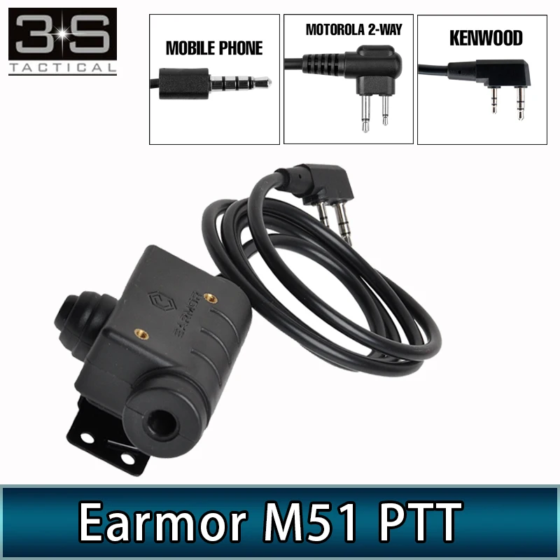 Opsmen earmor пневматический M32 наушники с микрофоном для военная Униформа Airsoft Связь и M51 PTT Kenwoo телефон Motorol 2-полосная версия