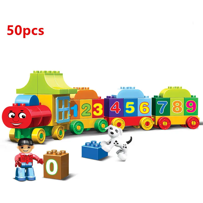 

50pcs Large particles Numbers Train Building Blocks children Educational toys Compatible With duploINGlys