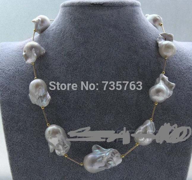 

HOT 0015144 WOW!! Natural white Baroque Reborn Keshi pearls necklace magnet