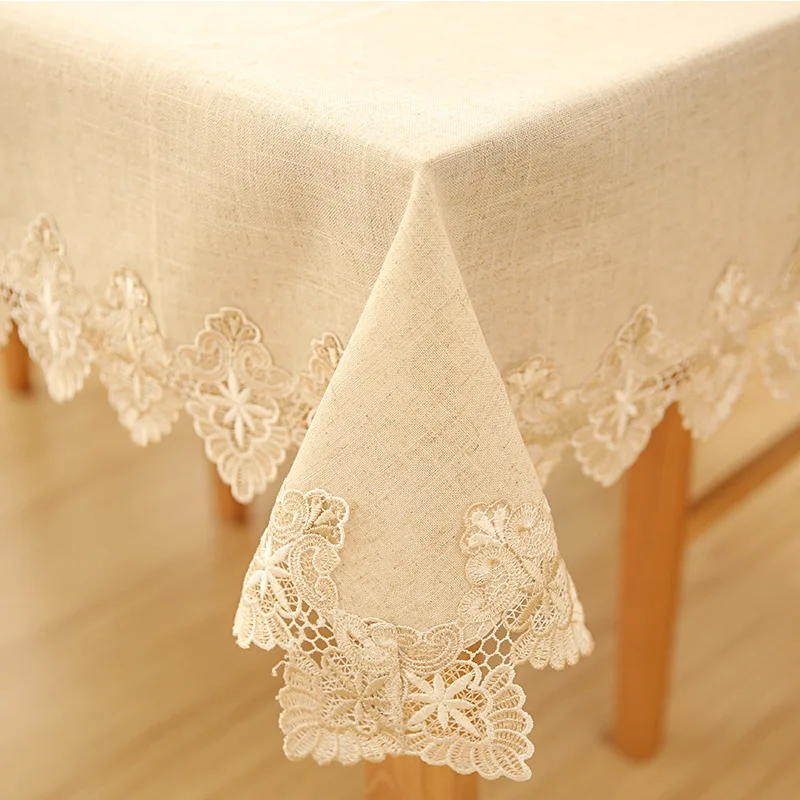  Senisaihon Europe Luxury Embroidered Tablecloth Hollow Lace Cotton Dustproof Table cloth TV Cabinet