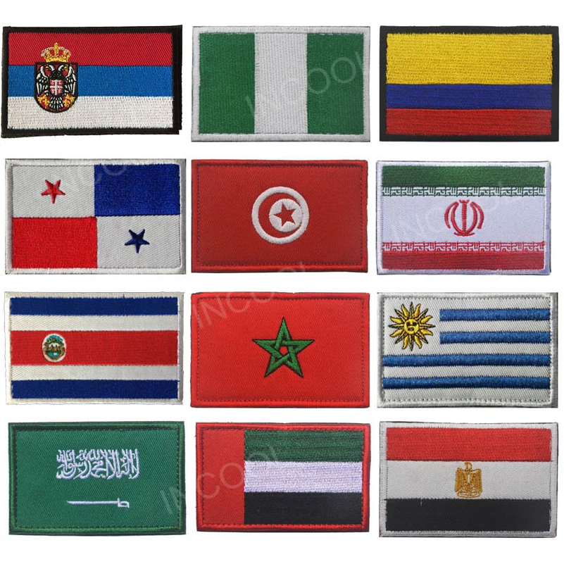 

Colombia Morocco Uruguay Tunisia Serbia Srbija Costa Rica Nigeria Egypt Saudi Arabia UAE Iran Panama Flag 3D Embroidery Patches