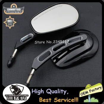 

NEW Black Chrome Metal Aluminium CNC Rearview Mirror Visual Short Stem Mirror Custom For Harley Motorcycle with 5/16" thread