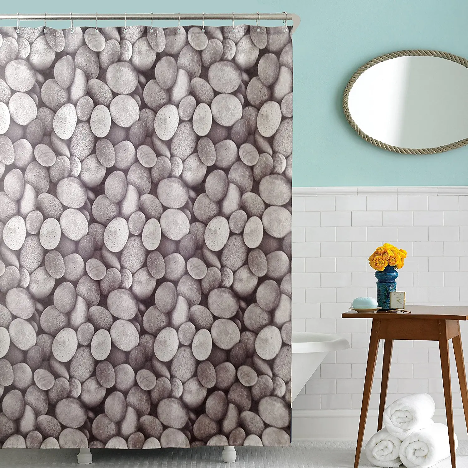 Kain Tahan Air Mandi Tirai Dengan 12 Logam Rings 100 Kerikil Tahan