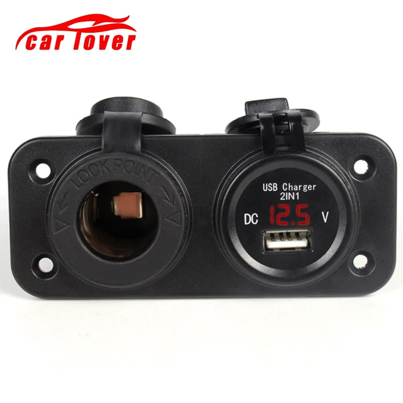 

Waterproof USB 5V 3.1A Motorcycle Car Charger Power Adapter Socket& 12V-24V Voltmeter Display & Car Cigarette Lighter ferry