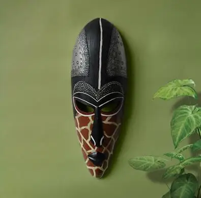 Европейский стиль ретро экзотические смолы маска висячая оригинальные африканские люди маски для лица настенные художественные бытовые украшения - Цвет: Оливковый
