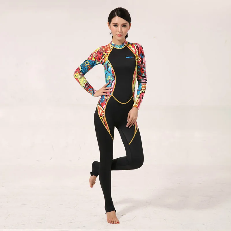 Hisea Seac Women's Lycra Wetsuit Full Body Jumpsuit with Hood | Dive Skins Rash Guards Fabric Surfing Suit | One Piece Swimwear image 4