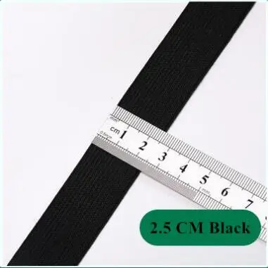 5Meters 1-6CM Black/White High Elastic Band Nylon Webbing Spandex Ribbon Garment Trousers Hair Tie Dress Lace Sewing Accessories - Цвет: Black 2.5 cm