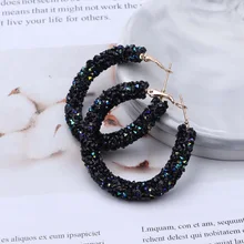 Новая мода мерцающие серьги-кольца для женщин Блестящий Кристалл полый круглый подарочный набор украшений для ушей для свадьбы Brincos