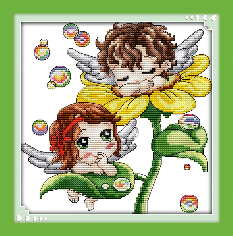 

Sunflower angel (2), counted printed on fabric DMC 14CT 11CT Cross Stitch kits,embroidery needlework Sets, Home Decor
