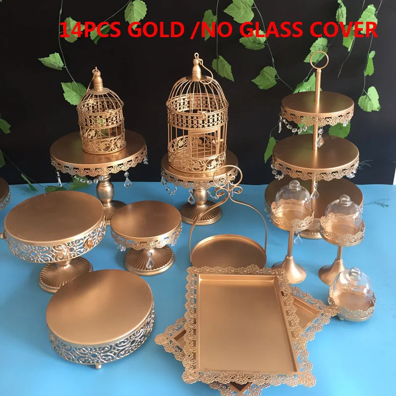 

Gold Wedding Dessert Tray Cake Stand Cupcake Pan cake display table decoration Party Supply 14-6PCS / Set