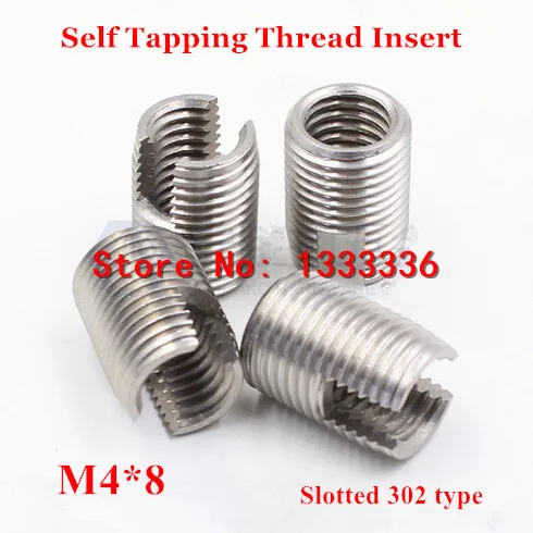 

20pcs M4*0.7*8 (L) Self Tapping Thread Insert, 302 Slotted Type Stainless steel Screw Bushing M4 Wire Thread Repair Insert