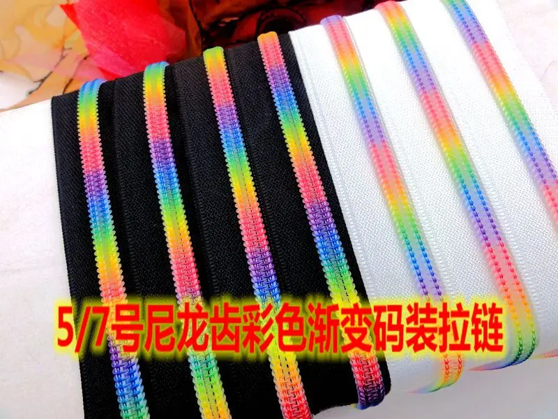 

New 5# DIY Close End Bulk Fashion Nylon Zipper 5 Yards Colorful Zipper Teeth For Handmade Bags Clothes Luggage Sofa Accessories