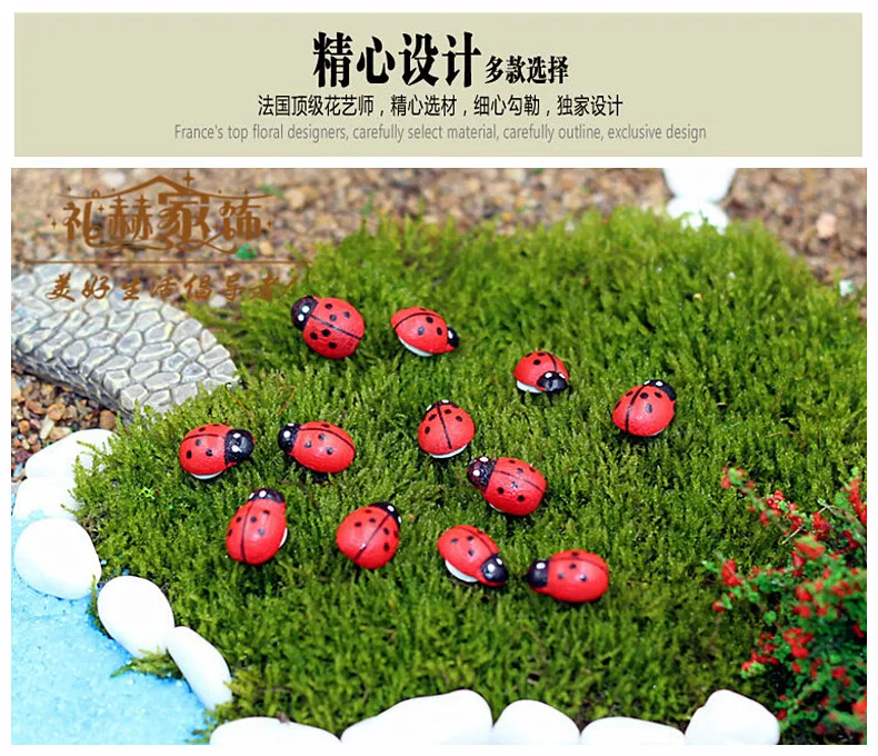 

Micro-landscape multi-meat plant material adornment mini-colorful small ladybug flower pot platter diy assembly gadgets