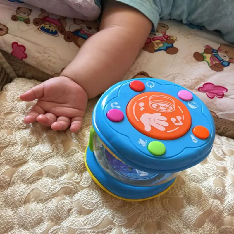 LED Music Early Childhood Educational Learning Developmental Baby Rattles Funny Children Infant Toys Mini Magic Hand Drum Beat