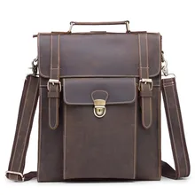 Mens Back Pack Genuine Leather Crossbody Handbag Bag Pack Men Briefcase for Business Crazy Horse Shoulder Bag Travel Casual Tote cobbler legend mens handbag shoulder bag for men genuine leather satchel bag vintage crossbody bag business briefcase