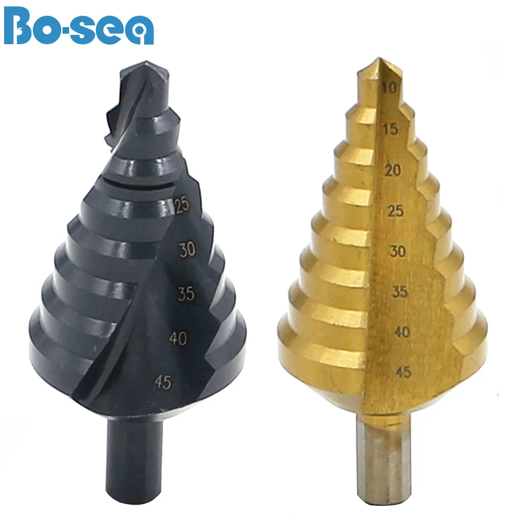 

10-45mm 8 Steps HSS Spiral Groove Step Cone Drill Hole Cutter Drilling Bit