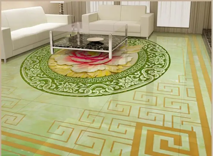 

3d floor living room sticker custom 3d photo floor wallpaper relief flower self-adhesive wallpaper decorative vinyl