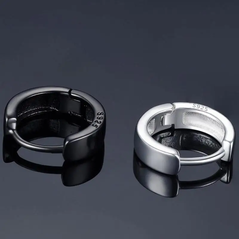 Everoyal Мужские Винтажные черные серьги-кольца, Аксессуары для мальчика, новые модные 925 пробы серебряные серьги для мужчин, ювелирные изделия