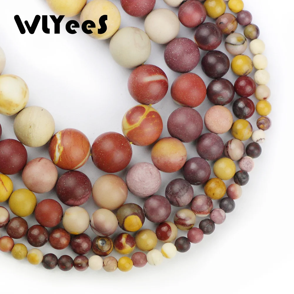 

WLYeeS Matte Egg yolk Stone Natural Stone unsmooth Round Loose beads ball 4/6/8/10/12MM Jewelry bracelets making accessories DIY