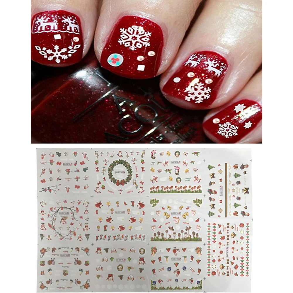 3D Снежинка Элегантный ногтей Декор Стикеры для УФ-гель, акриловый советы рождественская бумага для маникюра украшения Аксессуары