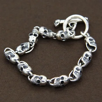 

S925 Sterling Silver Retro Thai Silver Skull Personality Domineering Male And Female Bracelets