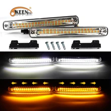 OKEEN 2PCS Newest Sequential Flowing Car LED Daytime Running Light DRL Yellow Turn Signal Light Super