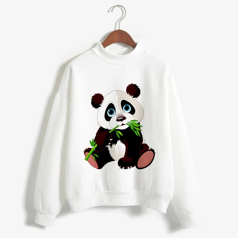 Повседневные Kawaii Panda Kpop толстовки Женская одежда с животным графическим принтом Harajuku с длинным рукавом Осенний пуловер Топы Футболки