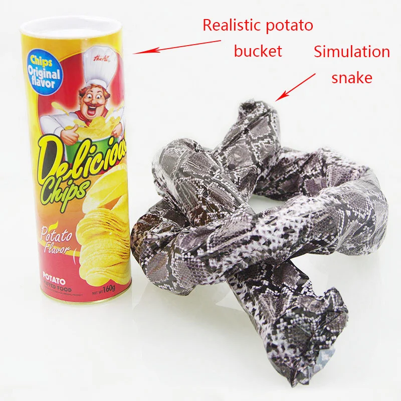 New toy fun Gag Toys antistress prank Scared shocker squishy toys Potato Chip Bounce Snake for April Fools' Day Gift kids toys21