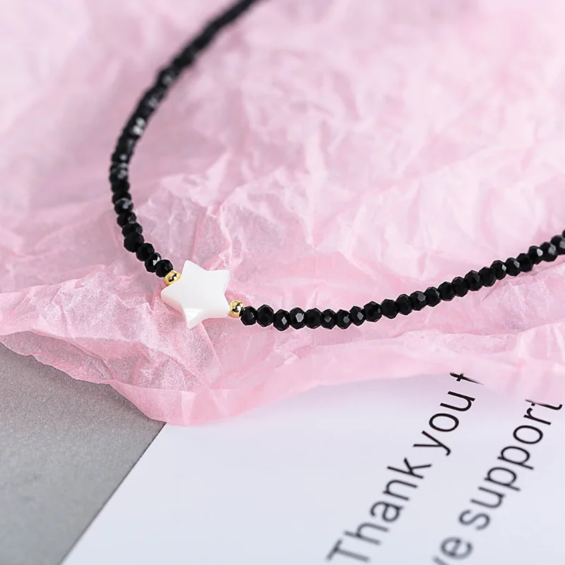 

Choker Shell Star Obsidian 925 Sterling Silver Necklace
