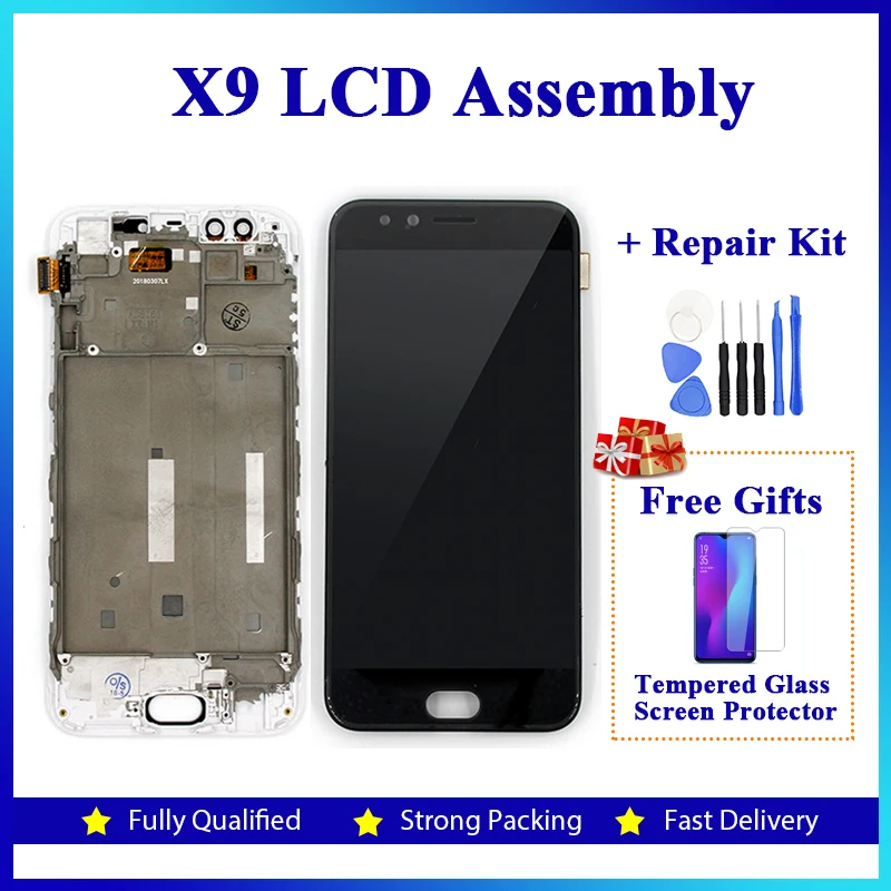 

Retail 1 Piece 100% Tested 5.5-inch LCD for vivo X9 of Capacitive Touch Screen with Repair Kit & Free Gift