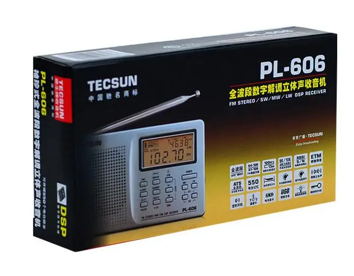 Оригинальный TECSUN PL 606 DSP радио FM стерео/MW/SW/LW радиоприемник цифровой
