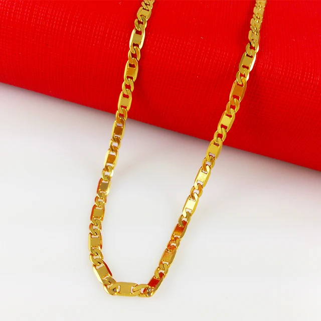 Fashion female 18 carat gold necklace 3mm width50cm length 24k gold