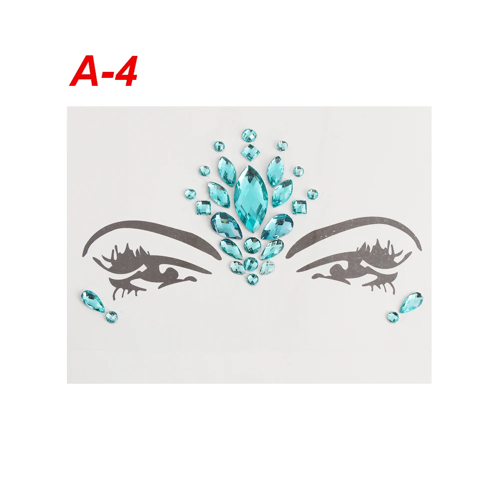 1 шт временная татуировка наклейка для лица ювелирные изделия драгоценные камни стразы вечерние украшения для праздника макияж Блестящие Татуировки наклейки для боди-арта - Цвет: A-4
