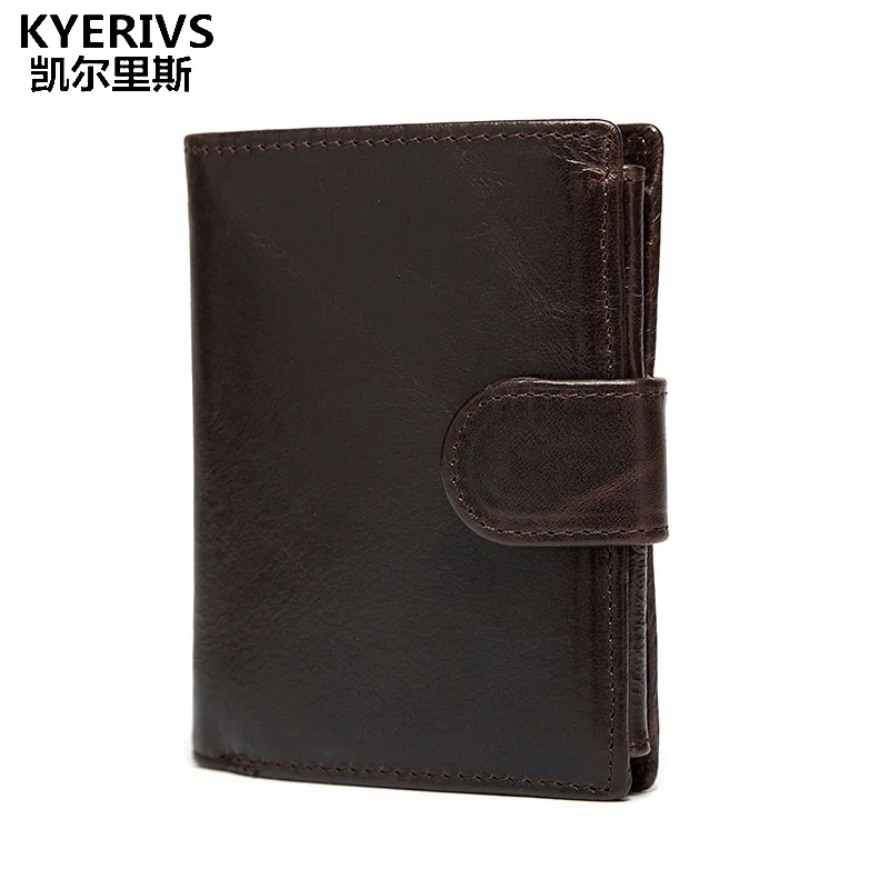 KYERIVS Genuine Cowhide Leather Wallet Men Wallets Fashion Design Brand Coin Purse Male ID Card Holder with Zipper Coin Pockets manufacturer wall switch 3 gang 110 250v smart home white crystal glass panel us touch screen control wall light