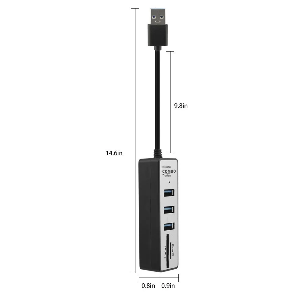 Мульти Usb 3,0 порт концентратор Combo Micro Usb3.0 кард-ридер Hab адаптер с Светодиодный индикатор супер скорость сплиттер компьютерные аксессуары