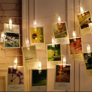 

1.5M 10LED Battery Powered Photo Clip String Lights Decorative LED Christmas Lights for Party Holiday Decoration Garland