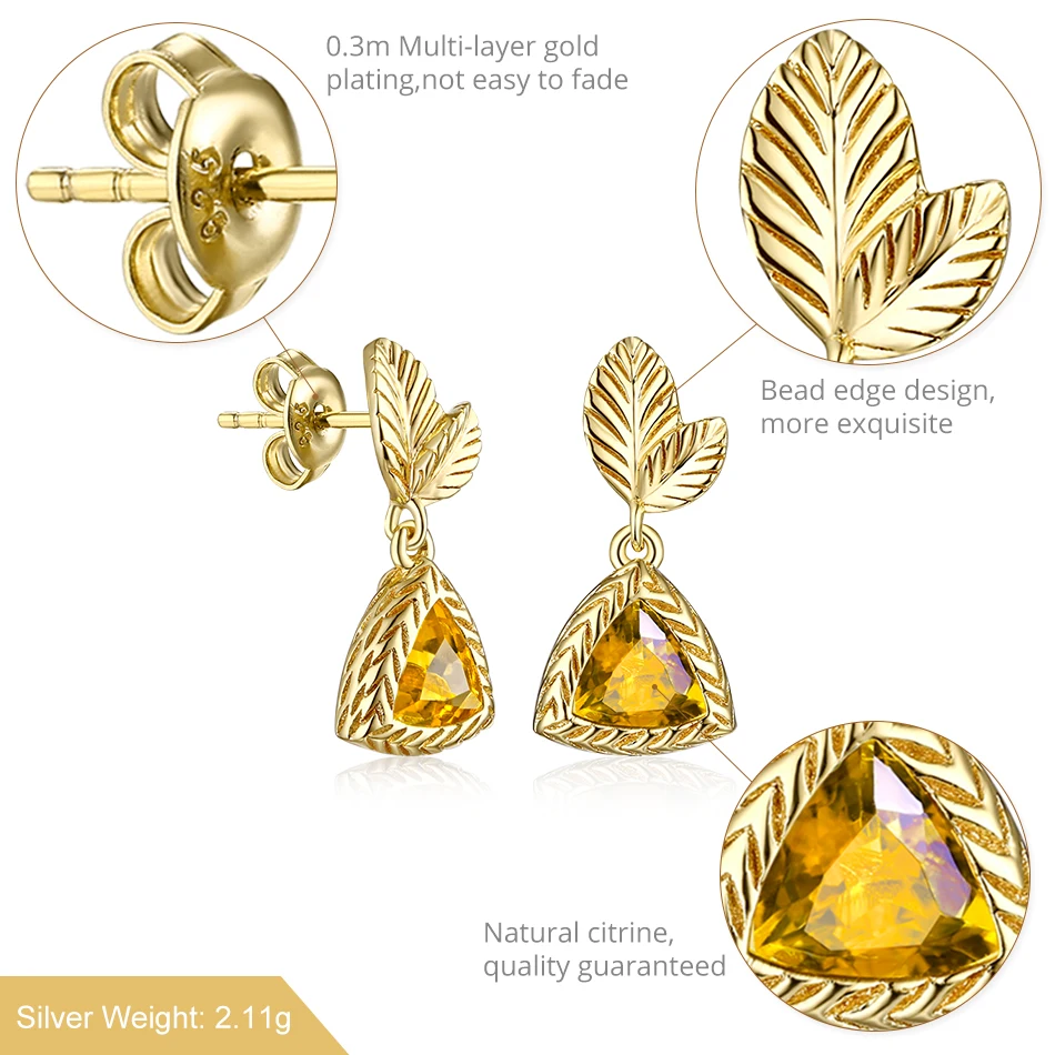  ALLNOEL 925 Sterling Silver Drop Earrings For Women Gold Color Gemstone Citrine Earings Drop Earings Ear Drop Jewelry 2019 (7)