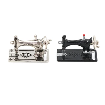 

1/12 Dollhouse Black Silver sewing machine toys gift for kids child girls Doll House Miniature Furniture Accessories