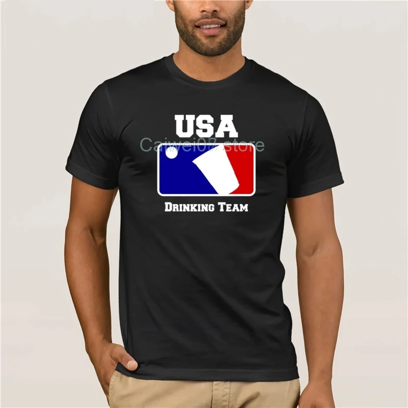 Summer Mens T Shirt Buy USA Drinking Team Funny Party Beer Pong Game Fashion Street Short Sleeve T-Shirt | Мужская одежда