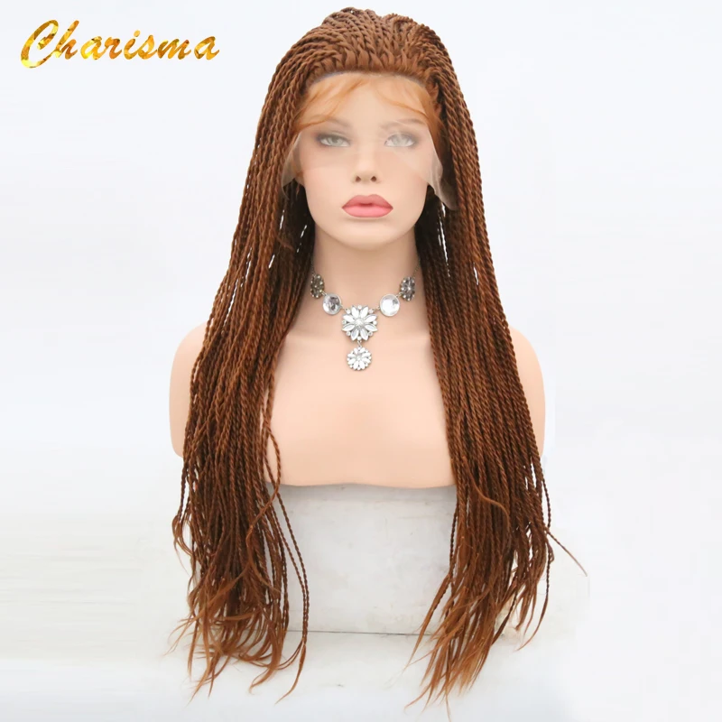 

Charisma #30 Color 2X Twist Braids Wig Synthetic Lace Front Wigs 24 Inch Heat Resistant With Baby Hair For Black Women In Stock