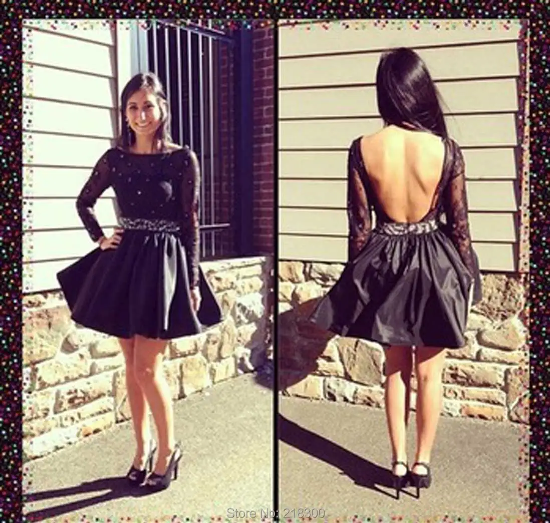 Black Short Formal Dress with Sleeves