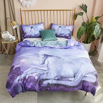 

Cartoon Kids Bedding Linens Set Rainbow Unicorn Quilt Comforter Cover Pillowcases US Twin Childrens Bedclothes Duvet Cover Set