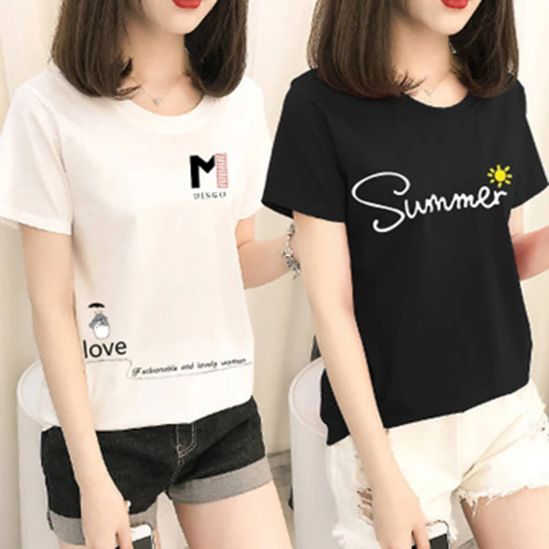 

Female O-neck T-Shirts Summer Short Sleeve T Shirt Women Harajuku Love Printed T-shirt Casual Tee Tops Thin Section Women