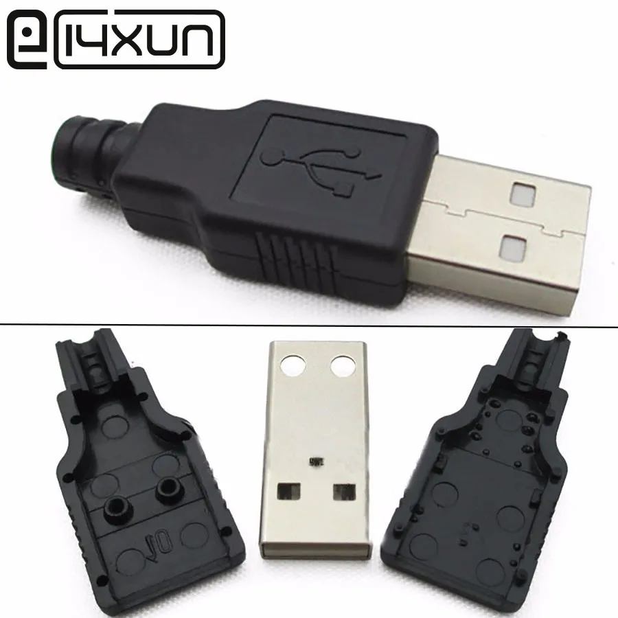 

10set usb connector USB-A type Male Assembly Adapter Connector Plug Socket black solder type plastic shell 3 in 1 Free shipping