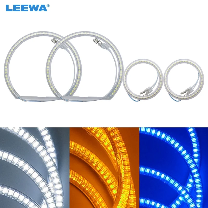 LEEWA 2X72mm 2X131mm автомобильные SMD светодиодные кольца с ореолом ангельские глазки DRL