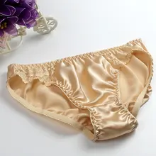Culotte en dentelle de soie 100% pour femme, culotte anti-transpiration taille basse, respirante et absorbante