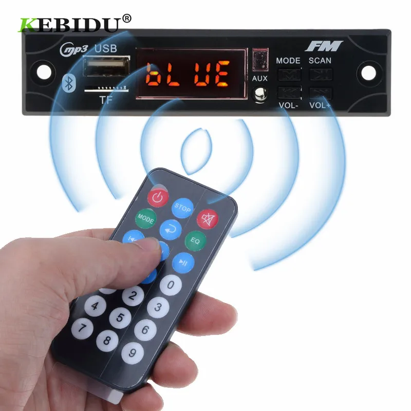 

Kebidu Wireless Bluetooth 5V 12V MP3 WMA Decoder Board MP3 Player Car Audio USB TF FM Radio Module with Remote Control For Car